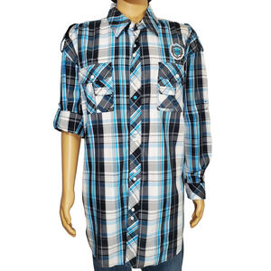 AKDMKS Blue/White/ Black Long Sleeve Plaid Shirt - 4XL Mens (See measurements)